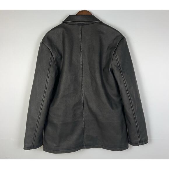 NWT Urban Outfitters Rue Faux Leather Charcoal black Overcoat Sz SP - Picture 5 of 12